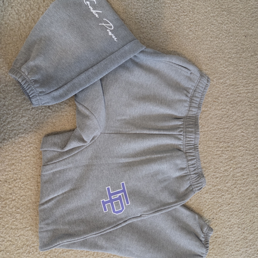 Inaka Power Gray Sweatpants with Purple Logo